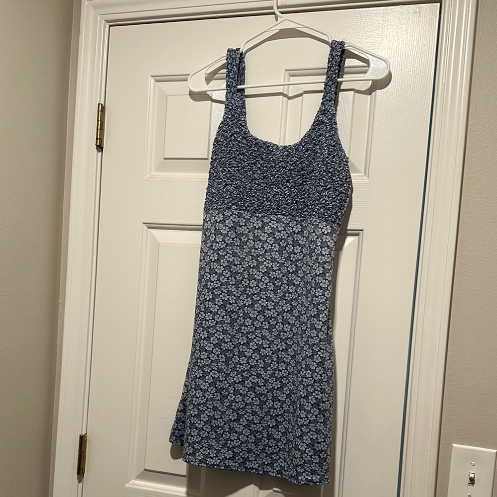 90s vintage Floral Blue Mini Dress